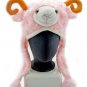 Pink Sheep Animals Mascot Plush Costume Mask Fur Hat Cap #11250