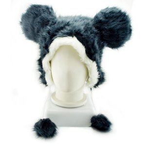 Black Mouse Rabbit Mascot Fancy Dress Costume Fur Hat Cap #11304