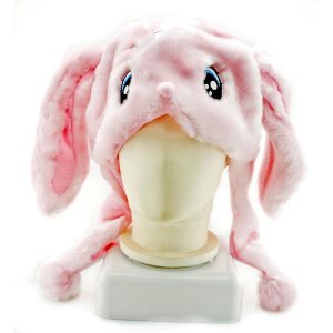 Pink Bunny Rabbit Mascot Fancy Dress Costume Fur Hat Cap #11305