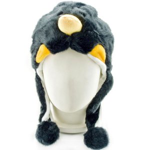 Black Penguin Mascot Plush Fancy Dress Costume Fur Hat Cap #11312