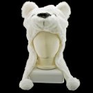 Polar Bear Mascot Plush Fancy Dress Costume Fur Hat Cap #11384
