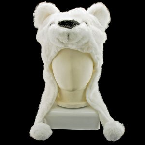 Polar Bear Mascot Plush Fancy Dress Costume Fur Hat Cap #11384