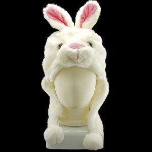 White Rabbit Mascot Plush Fancy Dress Costume Fur Hat Cap #11385