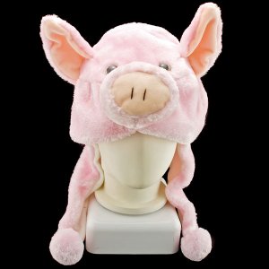 Pink Pig Mascot Plush Fancy Dress Costume Fur Hat Cap #11418