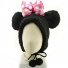 Black Mouse Bow Mascot Fancy Dress Costume Warmer Fur Hat #11445