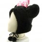 Black Mouse Bow Mascot Fancy Dress Costume Warmer Fur Hat #11445