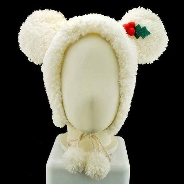 White Mouse Bow X'Mas Fancy Dress Costume Warmer Fur Hat #11446