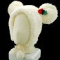 White Mouse Bow X'Mas Fancy Dress Costume Warmer Fur Hat #11446
