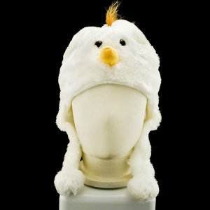 White Chick Mascot Plush Fancy Costume Fur Hat Cap Mask #11462