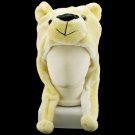 Yellow Bear Mascot Plush Fancy Costume Fur Hat Cap Mask #11464