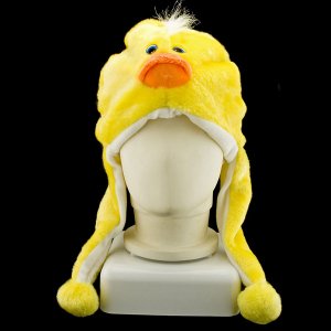Yellow Duck Mascot Plush Fancy Costume Fur Hat Cap Mask #11466