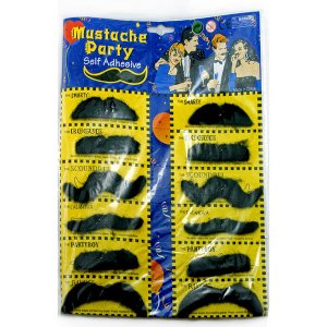 Lot 12 Black Fake Beard Mustache Facial Hair Costume #11097