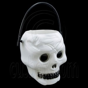 White New Devil Skull Head Halloween Party Small Bucket #11749
