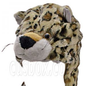 Leopard Cheetah Jaguar Light Brown Mascot Plush Fancy Costume Animals Fur Hat Cap #51374