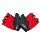 Gel Padded Palm Half Finger Cycling Bike Gloves RED #51387