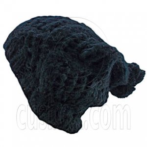 Plain Wool Beanie with Diamond Pattern Double Layer (BLACK) #51402