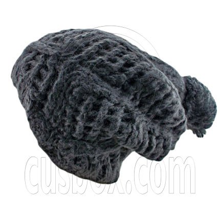 Plain Wool Beanie with Diamond Pattern Double Layer (GRAY BLACK) #51403