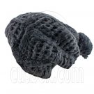 Plain Wool Beanie with Diamond Pattern Double Layer (GRAY BLACK) #51403