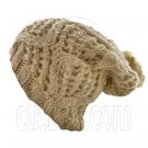 Plain Wool Beanie with Diamond Pattern Double Layer (BROWN) #51405