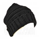 Plain Beanie with Mini Stripe Pattern Unisex Winter Hat BLACK #50037