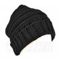 Plain Beanie with Mini Stripe Pattern Unisex Winter Hat BLACK #50037