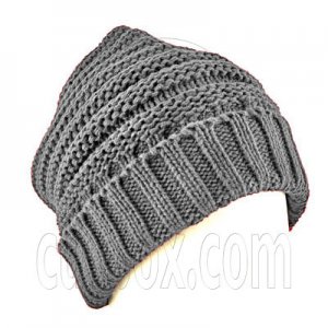 Plain Beanie with Mini Stripe Pattern Unisex Winter Hat GRAY GREY #50039