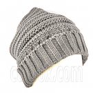 Plain Beanie with Mini Stripe Pattern Unisex Winter Hat LIGHT GRAY GREY #51414