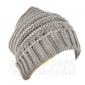 Plain Beanie with Mini Stripe Pattern Unisex Winter Hat LIGHT GRAY GREY #51414