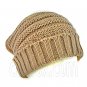 Plain Beanie with Mini Stripe Pattern Unisex Winter Hat BROWN #50038