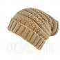 Plain Beanie with Mini Stripe Pattern Unisex Winter Hat BROWN #50038