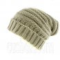 Plain Beanie with Mini Stripe Pattern Unisex Winter Hat LIGHT BROWN #51413