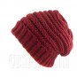 Plain Beanie with Mini Stripe Pattern Unisex Winter Hat RED #50936