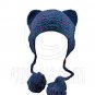 Colorful Beanie with Lovely Ears Shape & Earflaps Braids Poms (BLUE) #51418