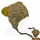 Colorful Beanie with Lovely Ears Shape & Earflaps Braids Poms (YELLOW) #51423