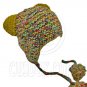 Colorful Beanie with Lovely Ears Shape & Earflaps Braids Poms (YELLOW) #51423
