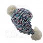 Color Wooly Pop Pom Beanie with Earflaps (WHITE BRAID POM) #51408