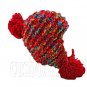 Color Wooly Pop Pom Beanie with Earflaps (RED BRAID POM) #51409