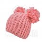 Warm Plain Wooly Beanie w/ Two Top Lovely Poms (PINK) #51438