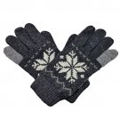 Men's Full Finger Wooly Cuff Gloves w/ Fluffy Lining (BLACK SNOWFLAKE) #51444