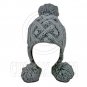 Plain Wooly Pop Pom Cable Beanie with Earflaps (GRAY) #51449