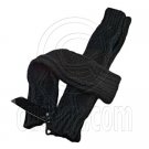 Fingerless Wooly Gloves with Wave Zig-Zag Pattern (BLACK) #51453