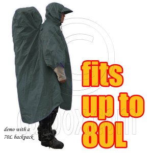 BlueField 2in1 Backpack Rain Cover Rain Coat (fits up to 80L) (OLIVE) #51462