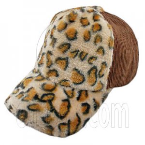 Cheetah Leopard Pattern Baseball Plush Corduroy Cap (BROWN) #51475