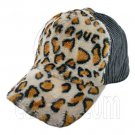 Cheetah Leopard Pattern Baseball Plush Corduroy Cap (GRAY) #51476