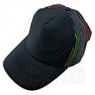 Plain Colour with Colored Striped Mesh Baseball Cap (Full Black) #51480