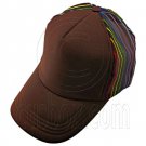 Plain Colour with Colored Striped Mesh Baseball Cap (Full Brown) #51481