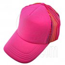 Plain Colour with Colored Striped Mesh Baseball Cap (Full Hot Pink) #51482