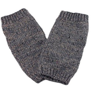 Unisex Fingerless Plain Short Gloves Gorgeous (GRAY with tiny silver thread) #51434