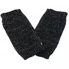 Unisex Fingerless Plain Short Gloves Gorgeous (BLACK with tiny silver thread) #51441