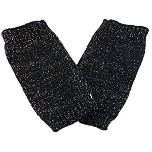 Unisex Fingerless Plain Short Gloves Gorgeous (BLACK with tiny silver thread) #51441